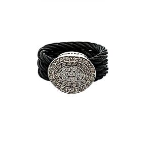 Charriol Celtic Noir 18K White Gold & Stainless Steel Diamond Cable Ring
